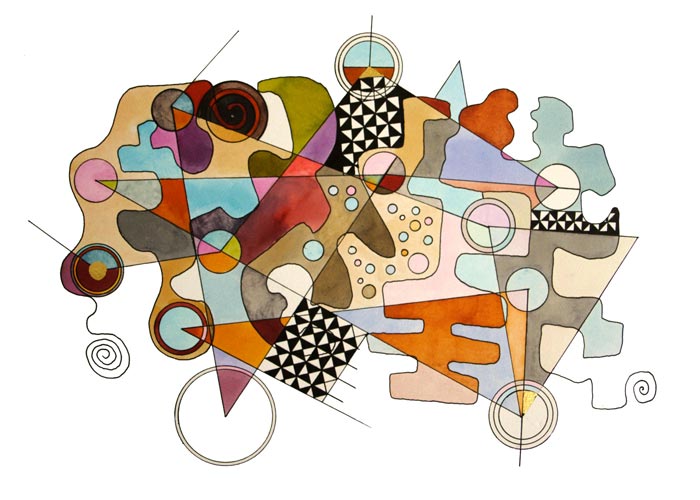 Transport middel for cirkler og trekanter - maleri af Christina Weisgard